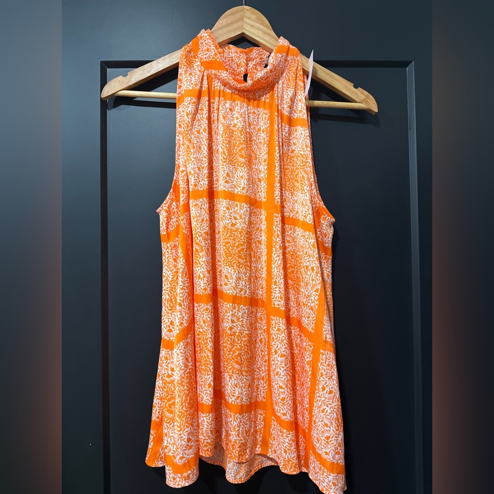 Ann Taylor Orange and White Floral Top